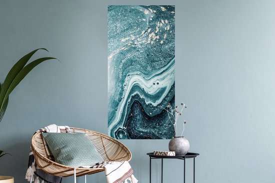 Muurstickers - Sticker Folie - Edelstenen - Blauw - Natuur - Marmer - Abstract - 40x80 cm - Plakfolie - Muurstickers Kinderkamer - Zelfklevend Behang - Zelfklevend behangpapier - Stickerfolie