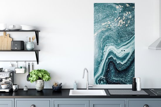 Stickers muraux - Sticker Foil - Pierres Précieuses - Blauw - Nature - Marbre - Abstrait - 60x120 cm - Film Adhésif - Stickers muraux Chambre Enfant - Papier Peint Auto Adhésif