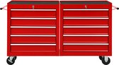 vidaXL - Gereedschapswagen - met - 15 - lades - staal - rood