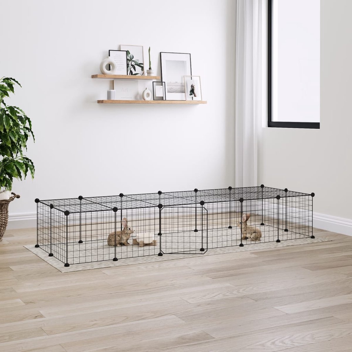 Huisdierenkooi met deur 12 panelen 35x35 cm staal zwart kopen Huisdierenkooi met deur 12 panelen 35x35 cm staal zwart kopen