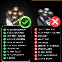 Voordelen Sansbeauté: 4D scheerbladen, 6 opzetstukken, draadloos, 90 min accu. Nadelen oude technologie: geen opzetstukken, langzaam.
