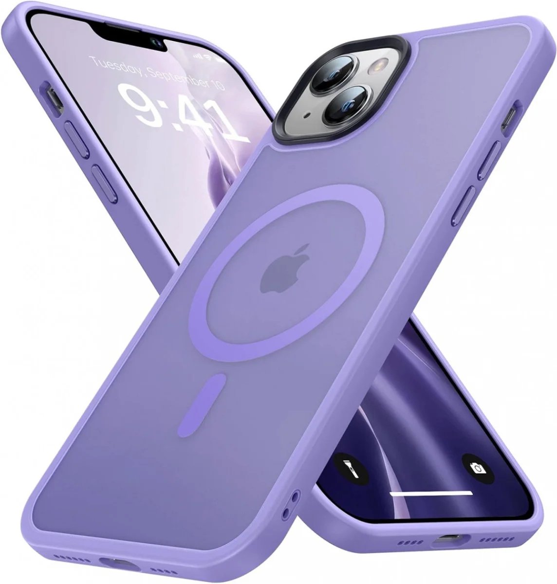 Hoesje Geschikt voor Apple iPhone 14 - Compatibel met MagSafe - Matte Beschermhoes - Back Cover met Magneet - Geschikt voor Draadloos Opladen met Magnetische Ring - Violet
