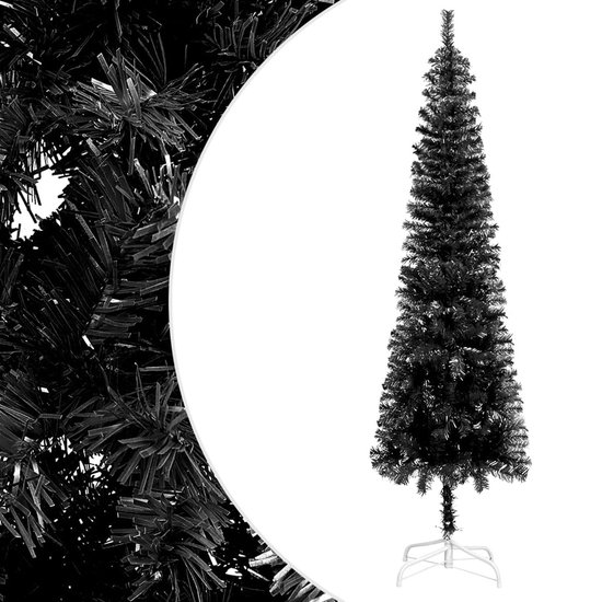 vidaXL Kerstboom Zwart - Smalle Kerstboom - Kerstboom smal 180 cm zwart - Kunstkerstboom - Slimme Kerstboom - Kleine Kerstboom
