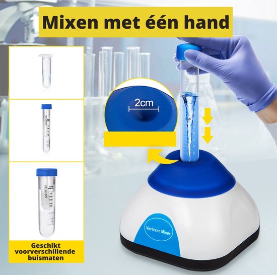 Happyment Vortex Mixer - Laboratorium Mixer - Nagellak Schudder - Vortex Shaker - 3000RPM - Incl. Reageerbuisje - Blauw van Happyment — afbeelding 5