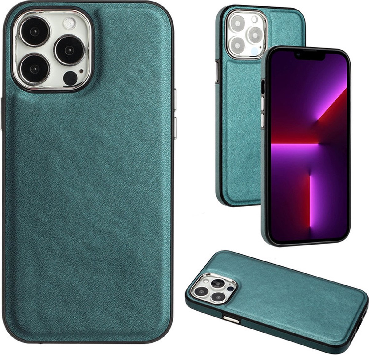 iPhone 15 PRO MAX Hoesje - Groen - Luxe Leren Back Case Cover - Shock Proof - Provium