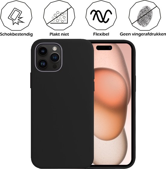 Coque arrière en Siliconen iPhone 15 Pro Max - Coque arrière en silicone pour iPhone 15 Pro Max - Zwart - 2 PACK