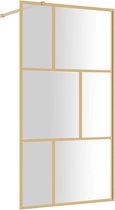 vidaXL - Inloopdouchewand - transparant - 100x195 - cm - ESG-glas - goudkleurig