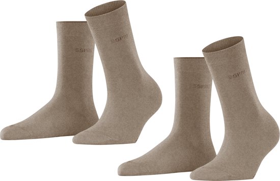 Esprit Uni 2-Pack duurzaam organisch katoen multipack sokken dames bruin - Maat 39-42
