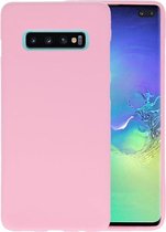 Bestcases Color Telefoonhoesje - Backcover Hoesje - Siliconen Case Back Cover voor Samsung Galaxy S10 Plus - Roze