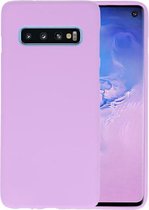 Bestcases Color Telefoonhoesje - Backcover Hoesje - Siliconen Case Back Cover voor Samsung Galaxy S10 - Paars