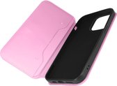 Hoes Geschikt voor Apple iPhone 14 Pro Max Kunstleer Magnetische Tab Kaarthouder Roze