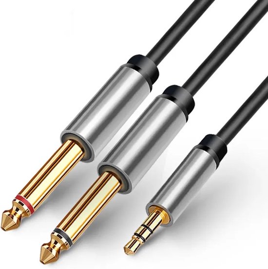 VIKEFON - 3.5mm jack to 2x 6.3mm jack audio kabel 2 meter