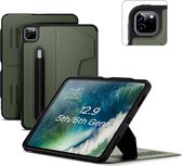 Zugu case - iPad Pro 12.9 Gen 5 & 6 (2021/2022) - oersterke luxe flip-over case - volledige 360˚ bescherming – met multifunctionele standaard functie – geschikt voor Apple Pencil - Olive Green