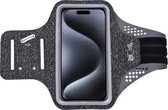 Hardloop telefoonhouder Geschikt voor iPhone 15 Pro Max - Sportarmband - Reflecterend -Ruimte voor sleutel - Zwart