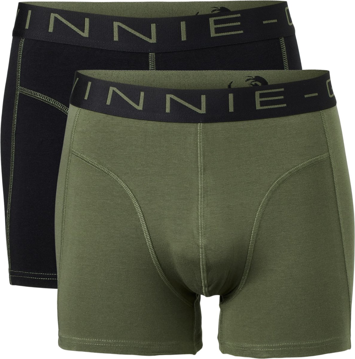 Vinnie-G Boxershorts 2-pack Black/Forest Stitches - Maat S - Heren Onderbroeken Zwart/Donkergroen - Geen irritante Labels - Katoen heren ondergoed