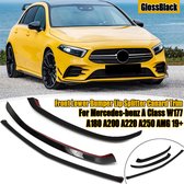 Voorspoilers Front Lip Splitter Spoiler - voor Mercedes-Benz A Class W177 A180 A200 A220 A250 AMG 2019+ - Gloss Black