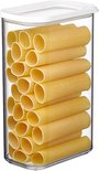 Boîte de conservation Mepal Modula remplie de pâtes cannelloni. Couvercle blanc avec fenêtre transparente.