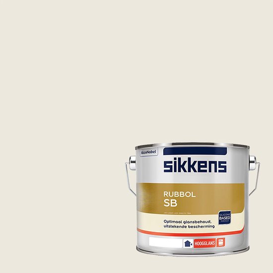Sikkens Rubbol SB blik in de kleur wit. Met 'Hoogglans' vermelding.