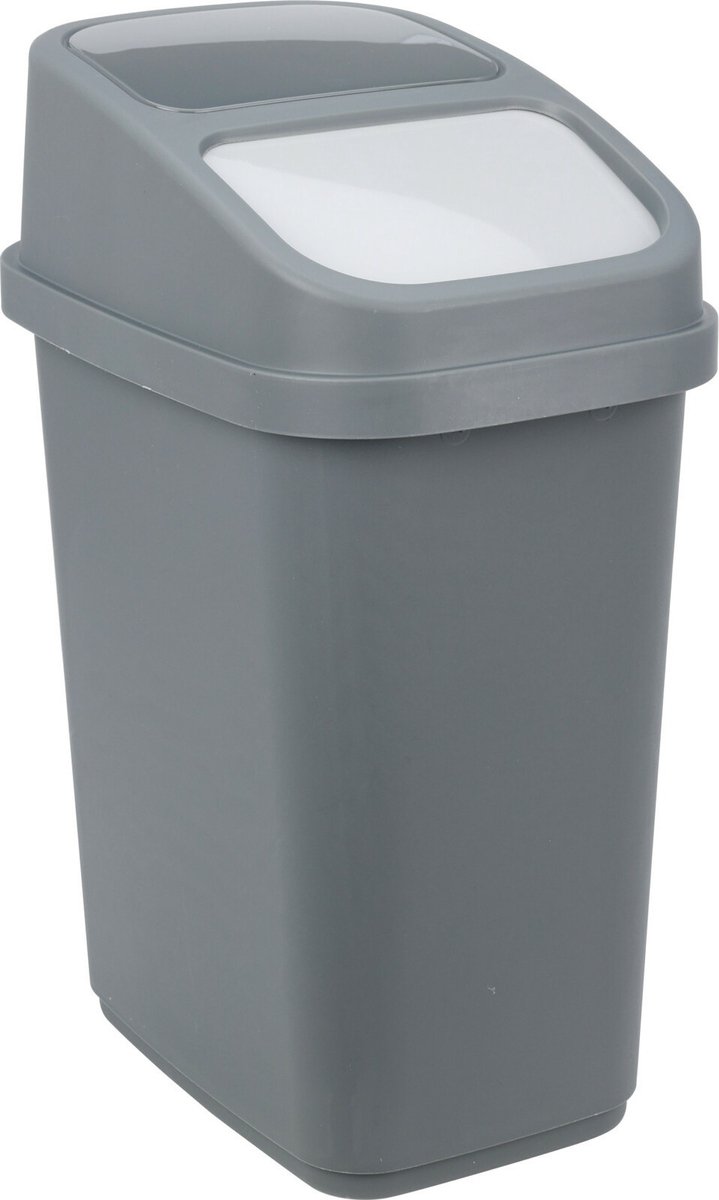 Goedkoopste Excellent Houseware GFT aanrecht afvalbakje - donkergrijs - 10L - afsluitbaar - 18 x 27 x 31 cm - klepje - afval scheiden