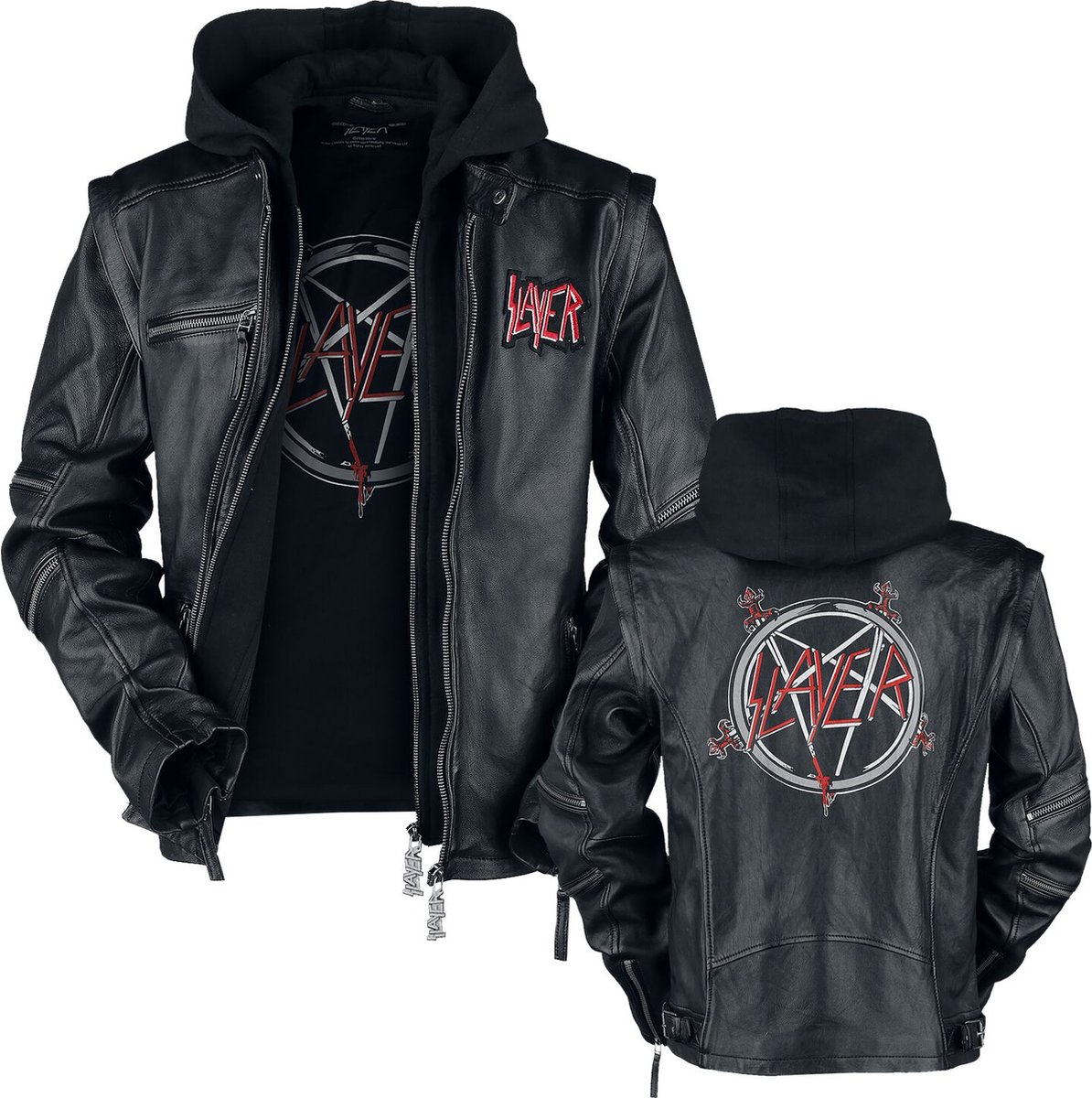 Slayer Pentagram Heren Lederen jas - zwart - 4XL