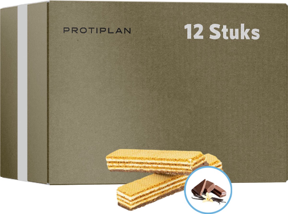 Goedkoopste Protiplan | Penny Wafel Vanille Chocolade | 12 stuks | 12 x 42 gram | Eiwitrepen | Koolhydraatarme sportvoeding | Afslanken met Proteïne repen| Koolhydraatarme Wafel | Snel afvallen zonder hongergevoel!