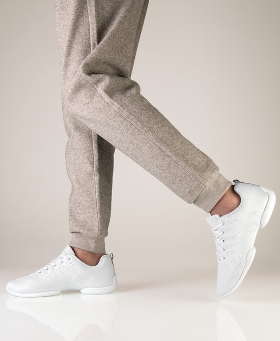 Baskets de danse Witte Suny 4060 pour hommes - Semelle fendue avec points de pivot pour des mouvements de rotation fluides - Danse intérieure et extérieure - Salsa, Bachata, Danse en Line - SUNY - Blanc - 43 1/3