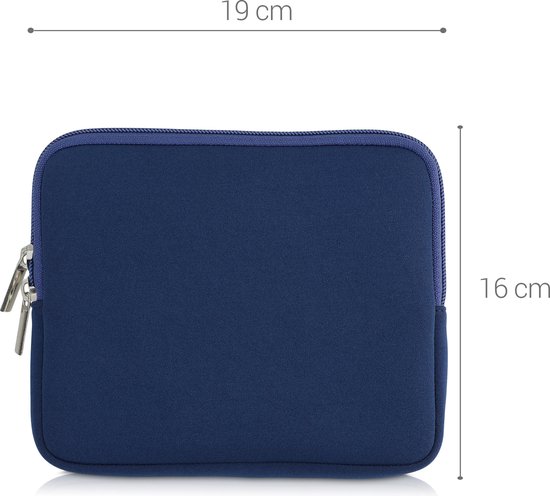kwmobile Neopreen e-Reader Pouch Maat 6-7" eReader - Universele eBook Sleeve Case met Rits - Donkerblauw — afbeelding 2