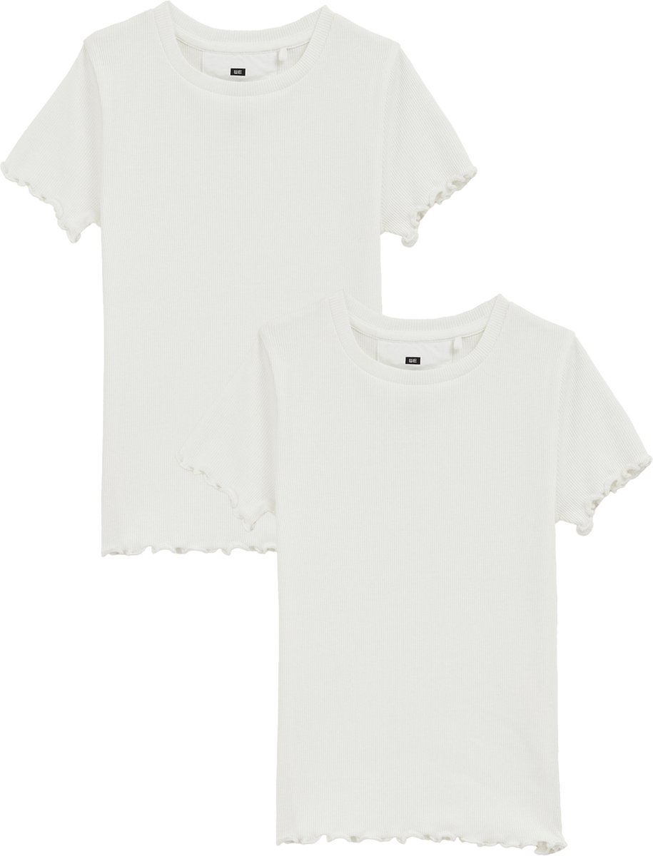 WE Fashion Meisjes slim fit T-shirt met ribstructuur