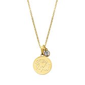 CO88 Collection Zodiac 8CN-26080 Stalen Collier met Hanger - Sterrenbeeld Leeuw - Lengte 42 + 5 cm - Goudkleurig
