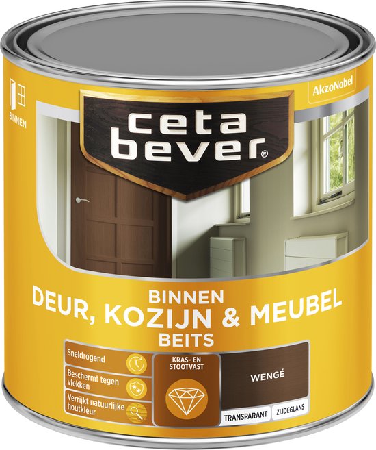 Cetabever - Binnenbeits Deur, Kozijn & Meubel Transparant Zijdeglans - Wengé - 250 ML
