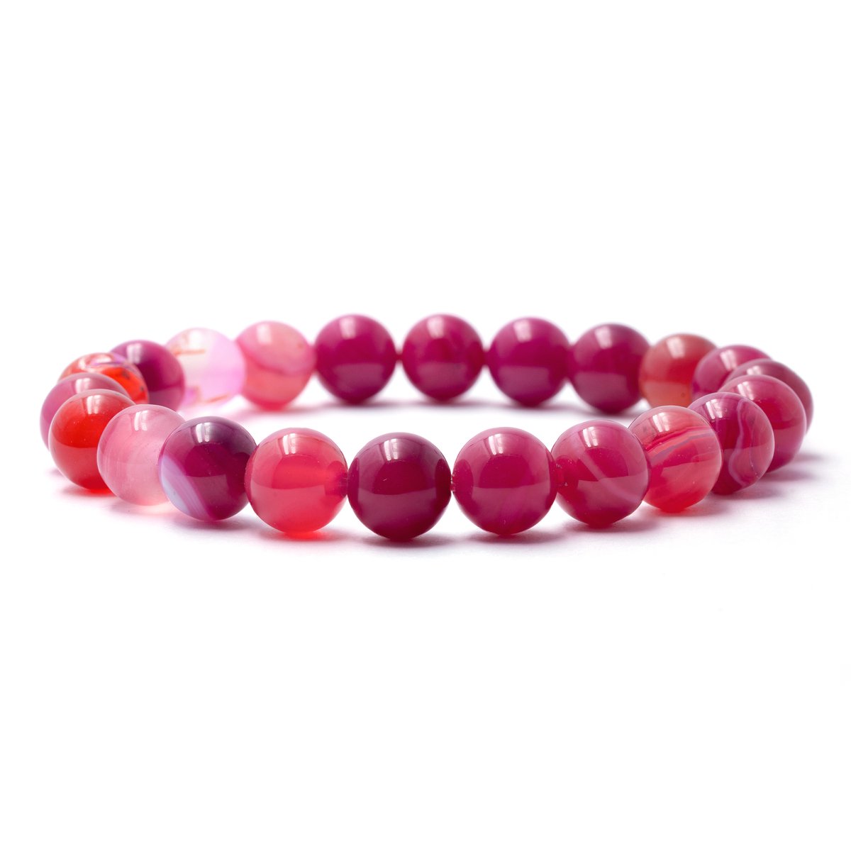 Bixorp Gems Roze Botswana Agaat Edelstenen Armband - Gepolijste Edelsteen Kralenarmband - 20cm