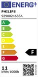 Energie-etiket Philips Hue lamp, klasse F, 11 kWh/1000h.