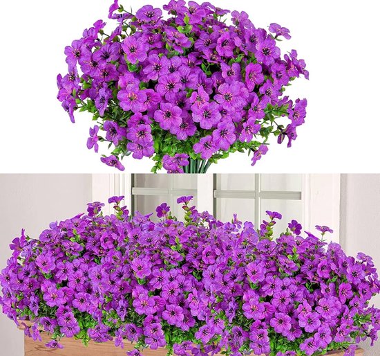 8 Bouquets De Fleurs Artificielles Extérieures Résistantes Aux UV - Eucalyptus, Camélia, Herbe Persane - 35-42 Cm