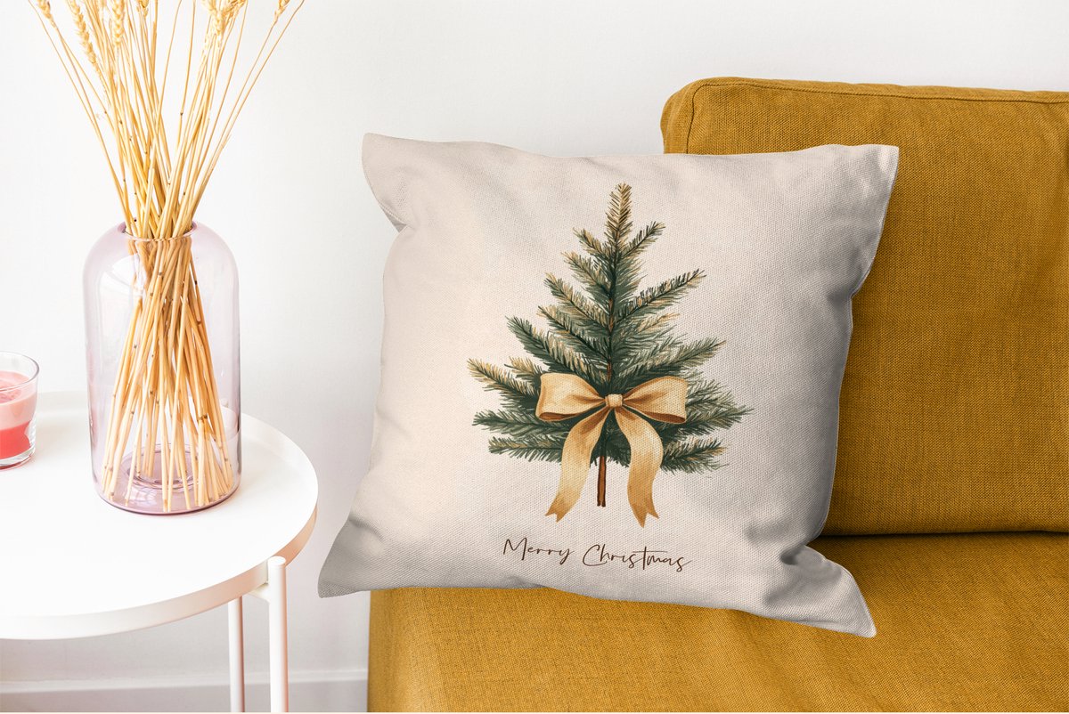 Sierkussens - Kussentjes Woonkamer - 45x45 cm - Kerstboom - Kerst - Merry Christmas - Beige - Kerstdecoratie voor binnen - Kerstversiering woonkamer decoratie - Kerstmis versiering in huis - Christmas decorations - Kerstaccessoires – foto 5
