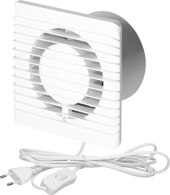 MKK Badkamerventilator, diameter 80 mm, wandventilator, wandventilator, keuken, kleine ruimte, wit, standaard