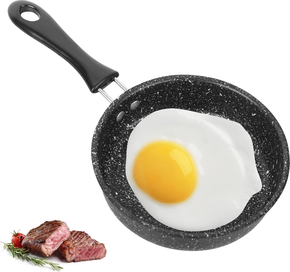Mini-braadpan antiaanbaklaag 14 cm inductiepan spiegelei draagbaar voor camping