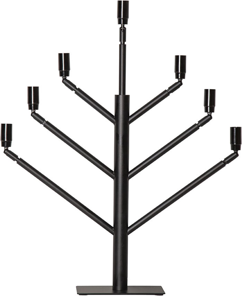 Star Trading Design kandelaar 'Twice', 7-armig, 7-vlammig, verplaatsbare E14 fittingen, netvoeding, zwart, H 65cm Black