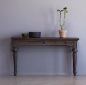 Hygge sidetable met 2 lades, in donker teak hout.