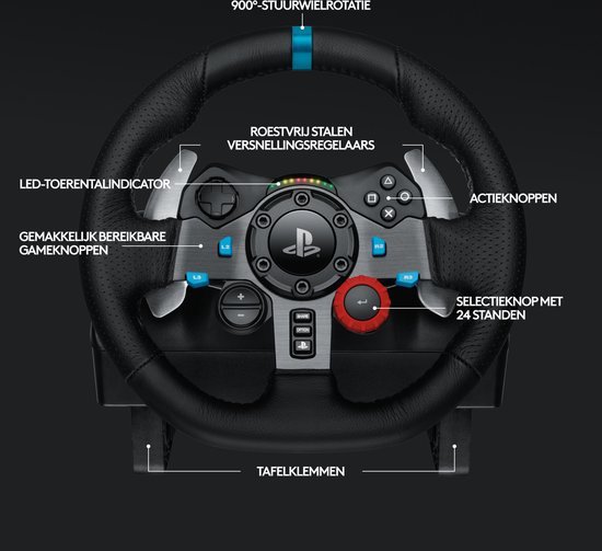 Logitech G29 - Gaming Stuurwiel - Driving Force - Racing + Pedalen - PS4, PS5 & PC