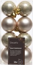 Decoris kerstballen – 16 stuks – kunststof - 4cm