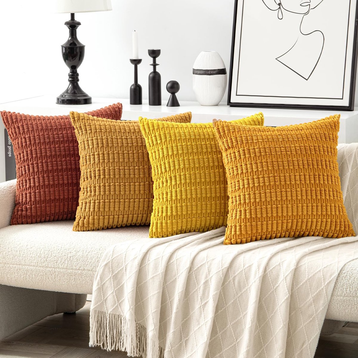 Goodivery ® Charmante Set van 4 Fluweelzachte Kussenhoezen voor Stijlvolle Woonkamerdecoratie