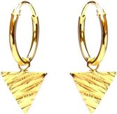 Karma 925 Sterling Zilveren Hoops Symbols Goudkleurige Triangle Woodprint Oorknoppen  - Goud