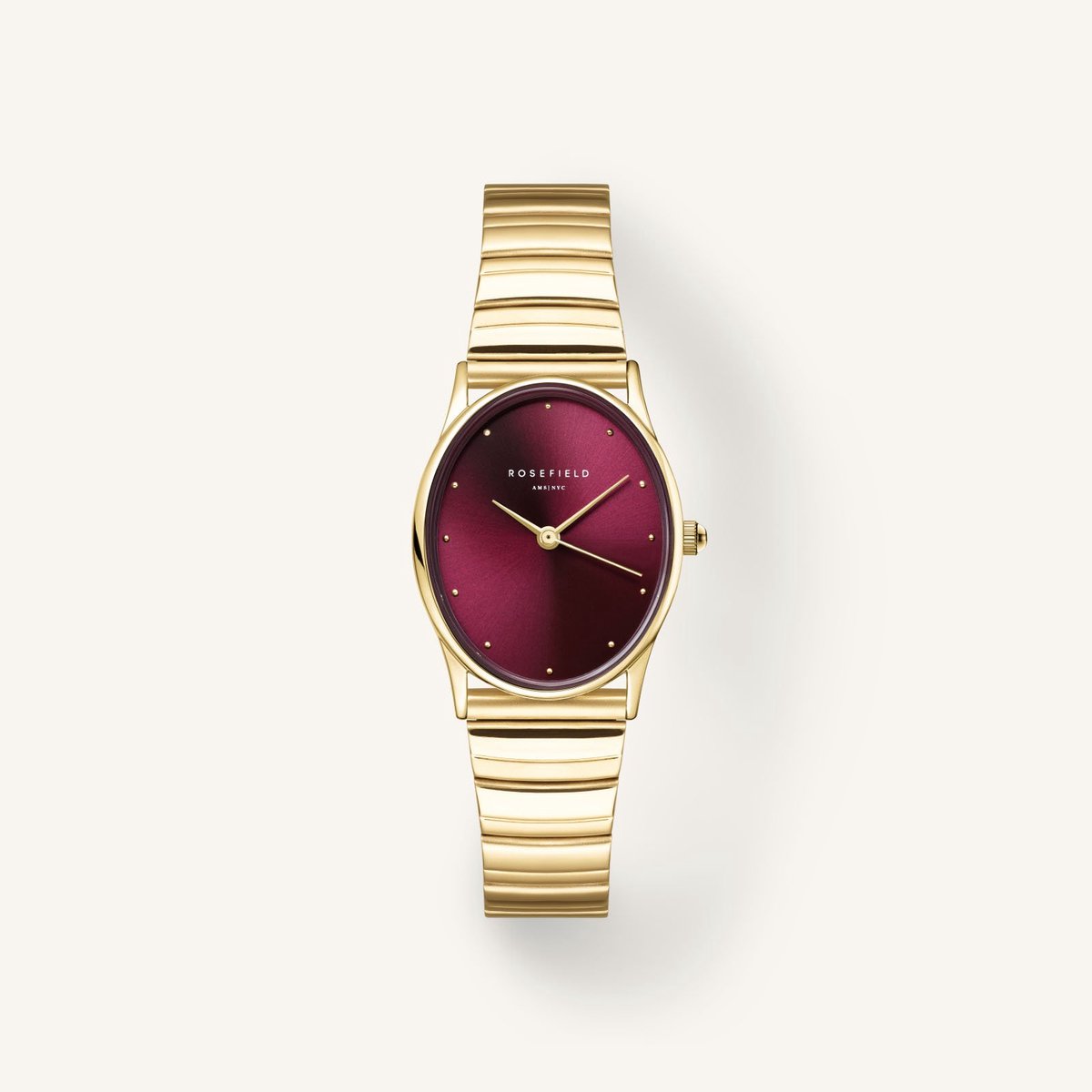 Rosefield Oval Burgundy Half-moon Steel Gold