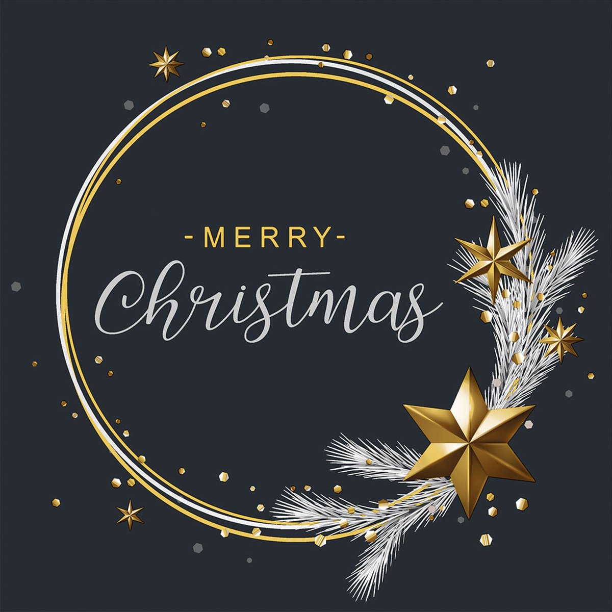 Kerst thema servetten - 40x st - zwart - Merry Christmas - 33 x 33 cm - kerstdiner servetjes - lunch/diner - kerstservetten