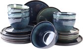 Service de vaisselle OTIX - 18 pièces - Service d'assiettes - Assiettes à petit-déjeuner - Assiettes plates - Bols à soupe - 6 personnes - Blauw - ÉBÈNE