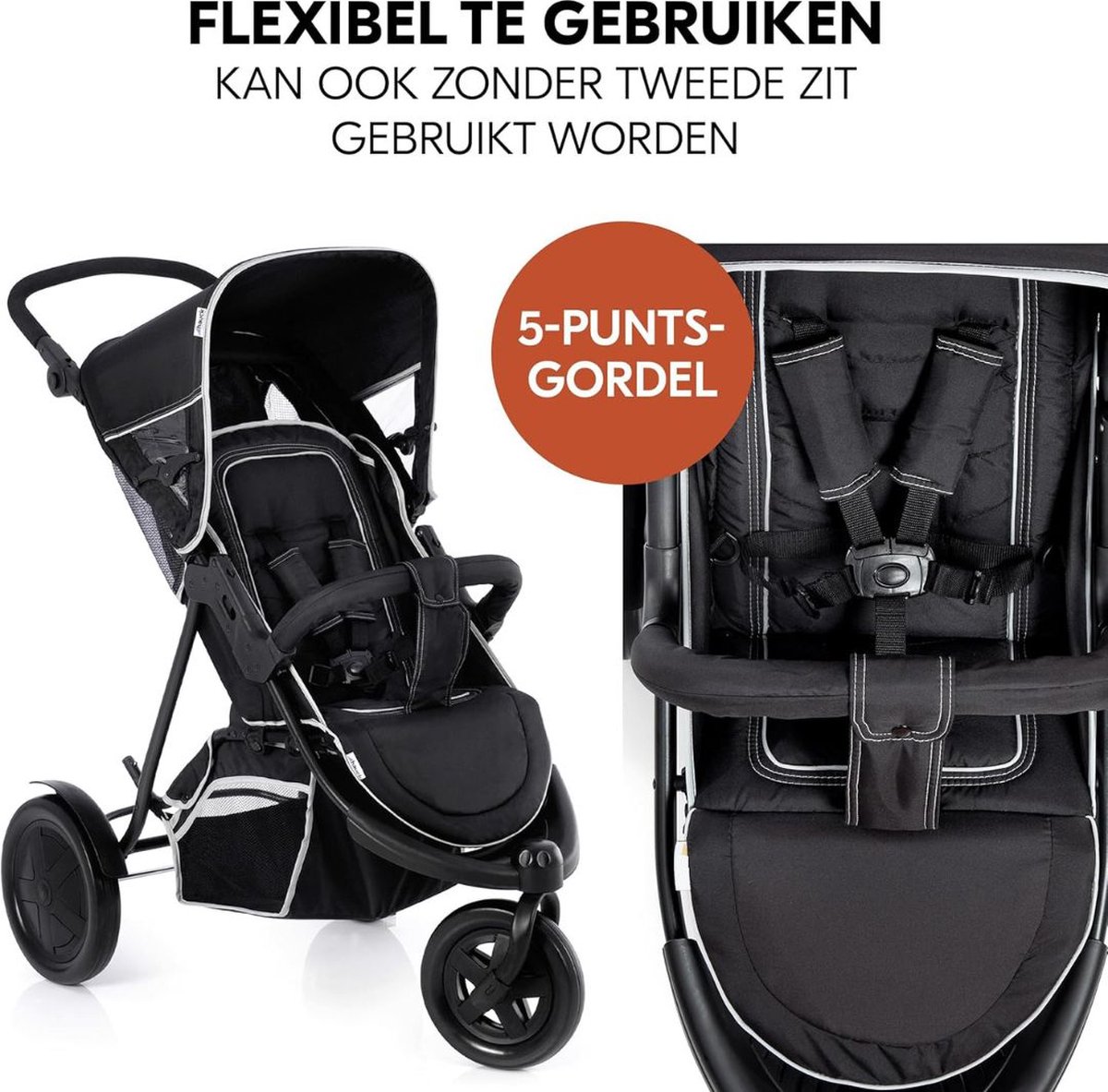 ApexArte® Duo Kinderwagen - Buggy - Tweeling - Wandelwagen - Zwart — cadeau in Cadeau-ideeën - foto 5