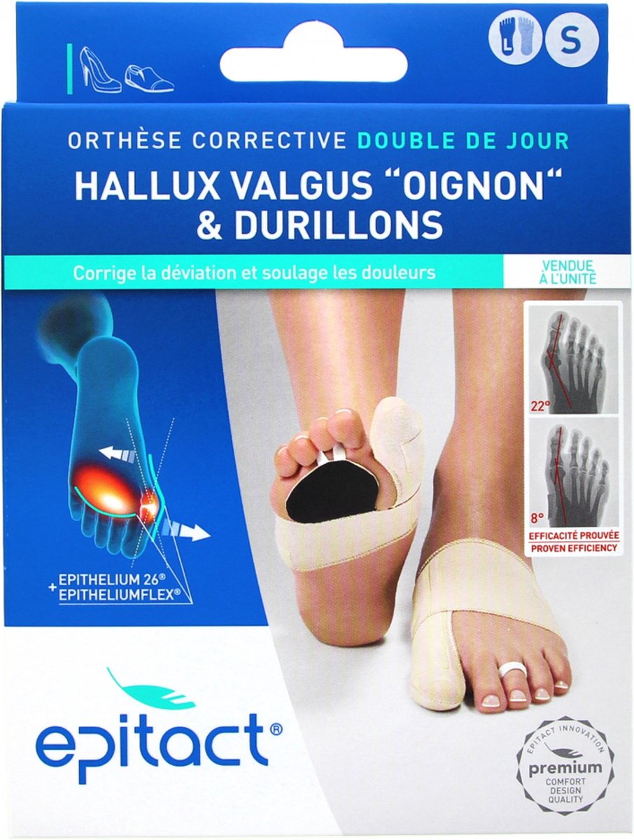 Epitact Dubbel Corrigerende Orthese met Epithelium Flex & Epithelium 26® maat S - links - hallux valgus - verzacht pijn in de voetzool en gewrichten - wasbaar