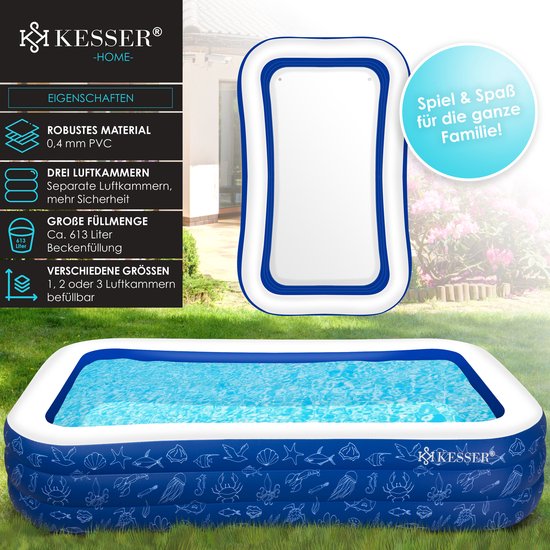 thumbnail: KESSER Opblaasbaar Familiezwembad 305x183x56 Cm - 1180 Liter - Kindvriendelijk Zomerzwembad