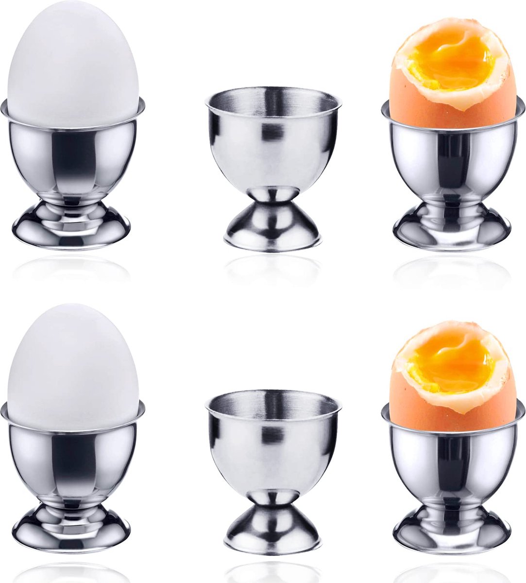 La'Moussawi ® Stijlvolle Roestvrijstalen Eierdopjes Set van 6 voor Ontbijt en Desserts