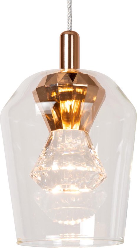 Lucide BERLIANE - Lampe à suspension - Ø 34 cm - LED Variation. - 5x4W 2700K - Avec module LED remplaçable - Transparent